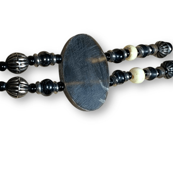 Vintage Reversible Beaded Waist Belt Wood Disc Boho Western Adjustable Chain main image 6